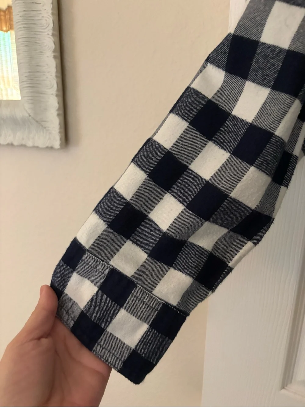 J. Crew Navy and White Check Button-Down Shirt